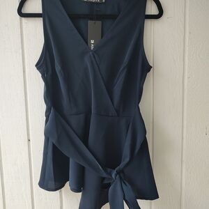 Allegra K Women's Navy Sleeveless Blouse